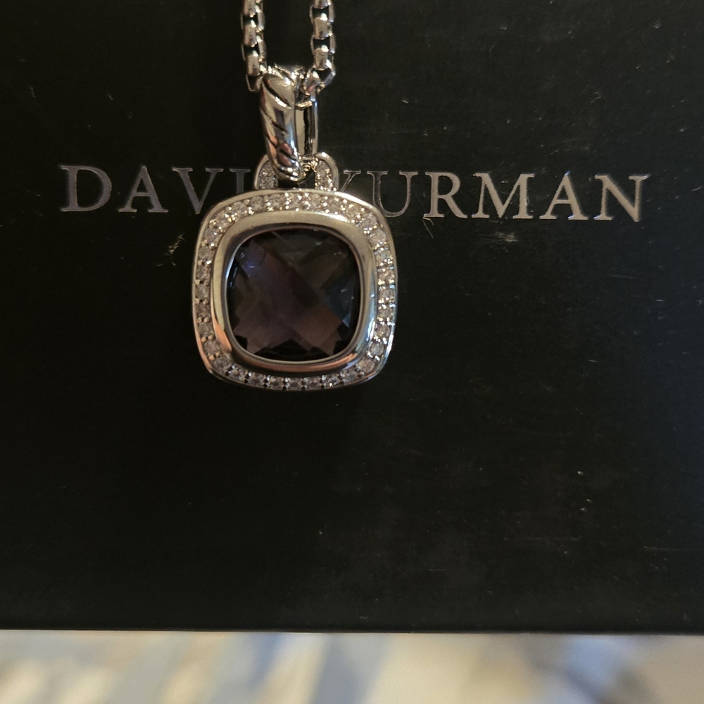 David Yurman Silver Necklace with Dark Stone